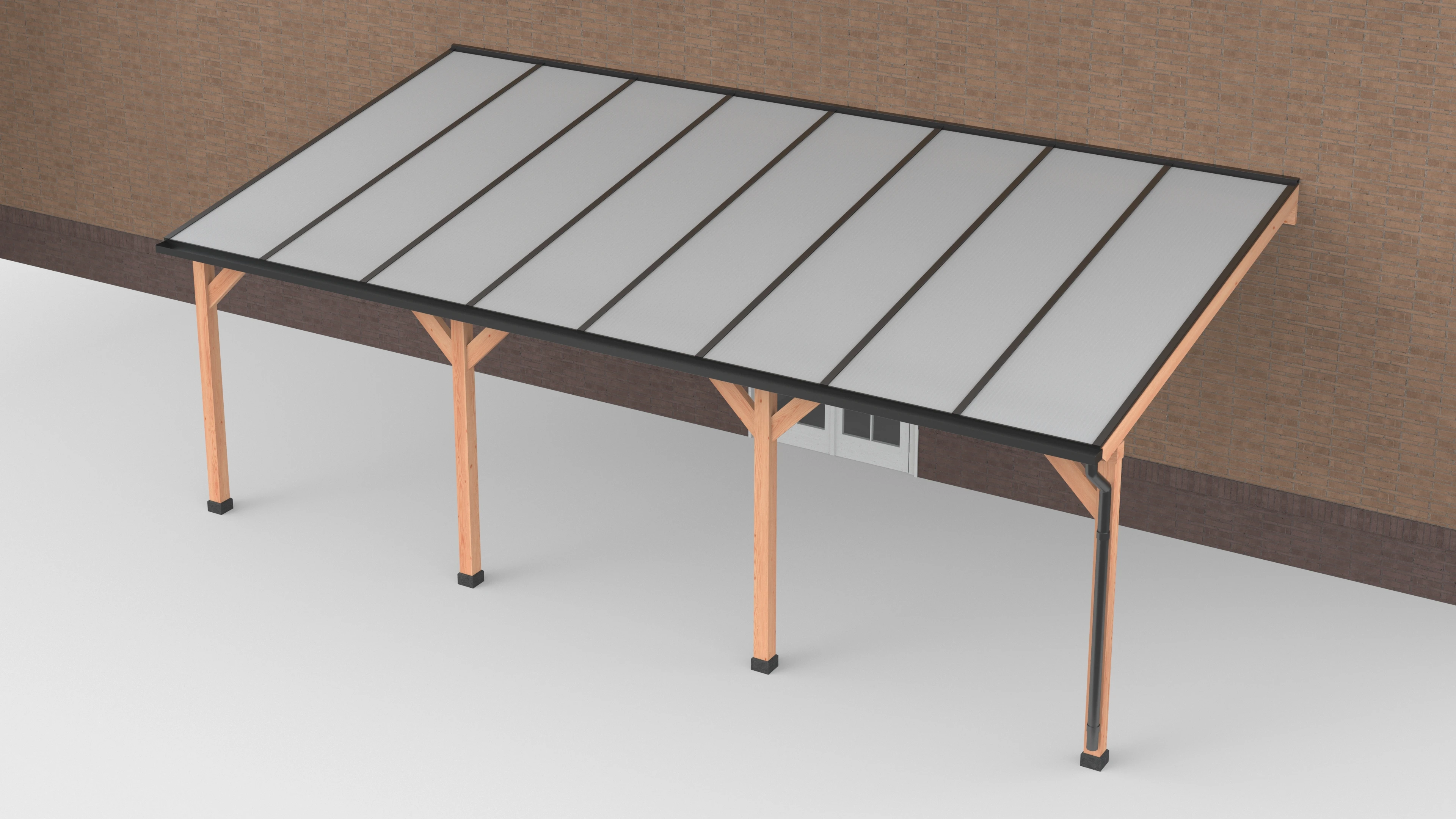 Douglas Terrasoverkapping Geschaafd Zwart - Polycarbonaat Opaal 800 x 400 cm - Afbeelding 1